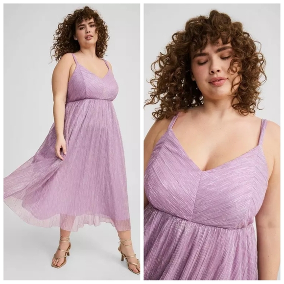 Torrid Tea Length Sleeveless Plissé Dress | Dusk | Size 4X | NWT - Picture 2 of 2